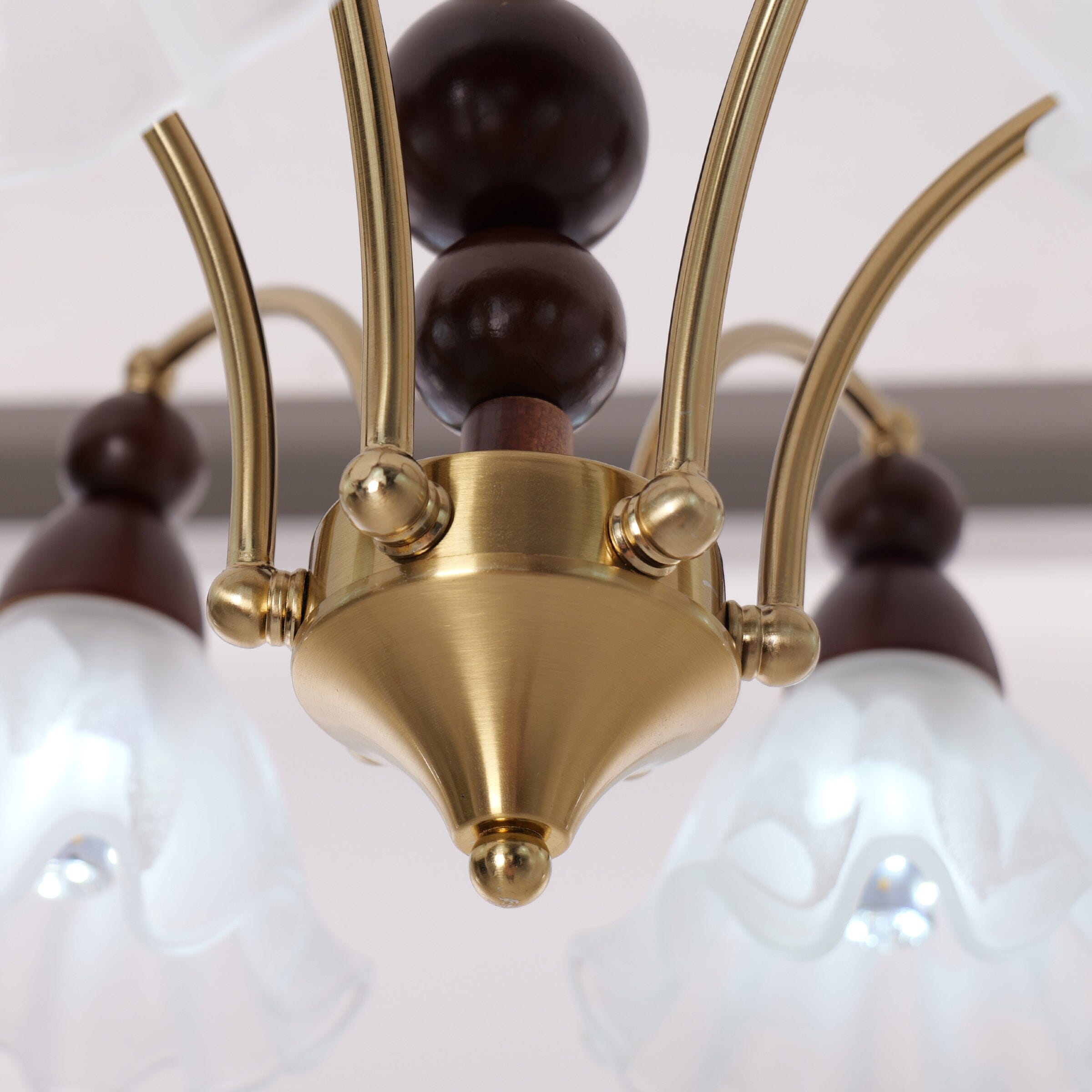 6-Light White Glass Chandelier | Adjustable E27 Ceiling Lamp
