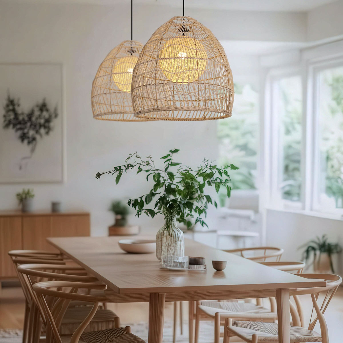 Lightsin Rattan Art Pendant Light Hanging Decor Rustic Style(Version A)