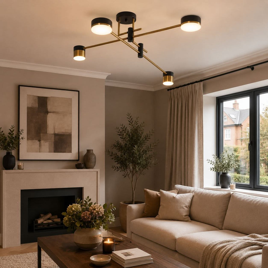 Lightsin Modern Black & Gold Metal Ceiling Light with LED Bulbs