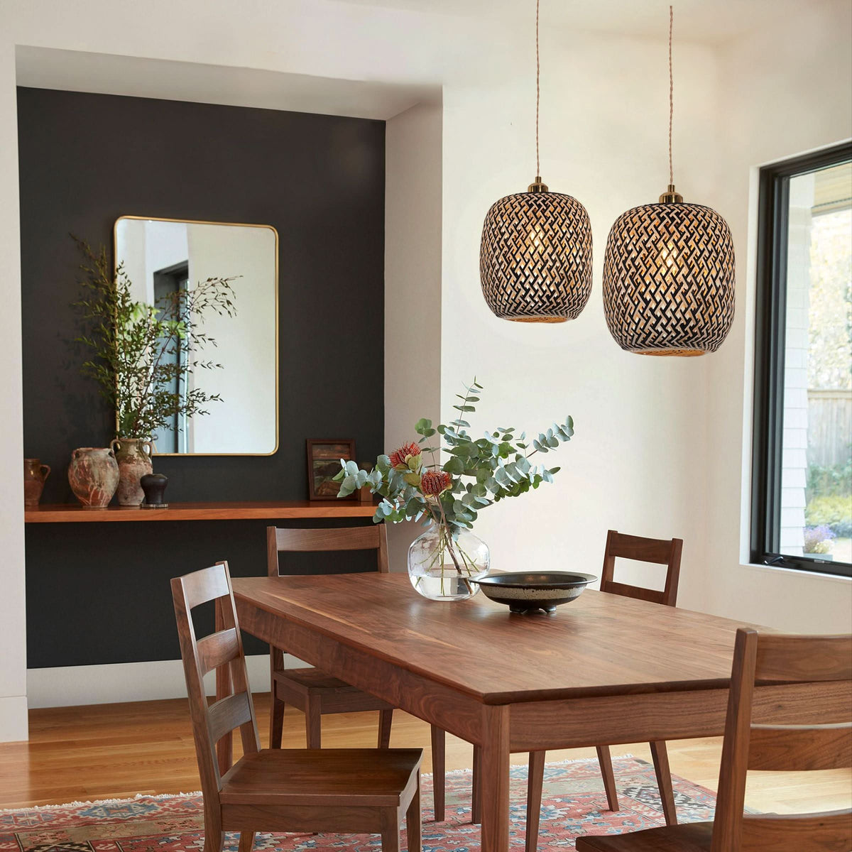 Lightsin Geometric Black Bamboo Pendant Light
