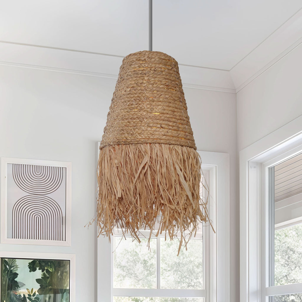 Lightsin Zen Wabi-Sabi Woven Pendant Light with Natural Grass Texture