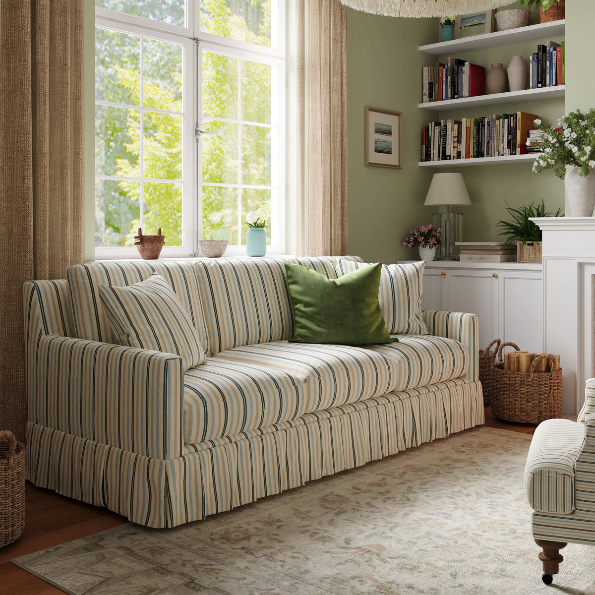 Cottonfy Country Check Sofa with Removable Skirted Covers