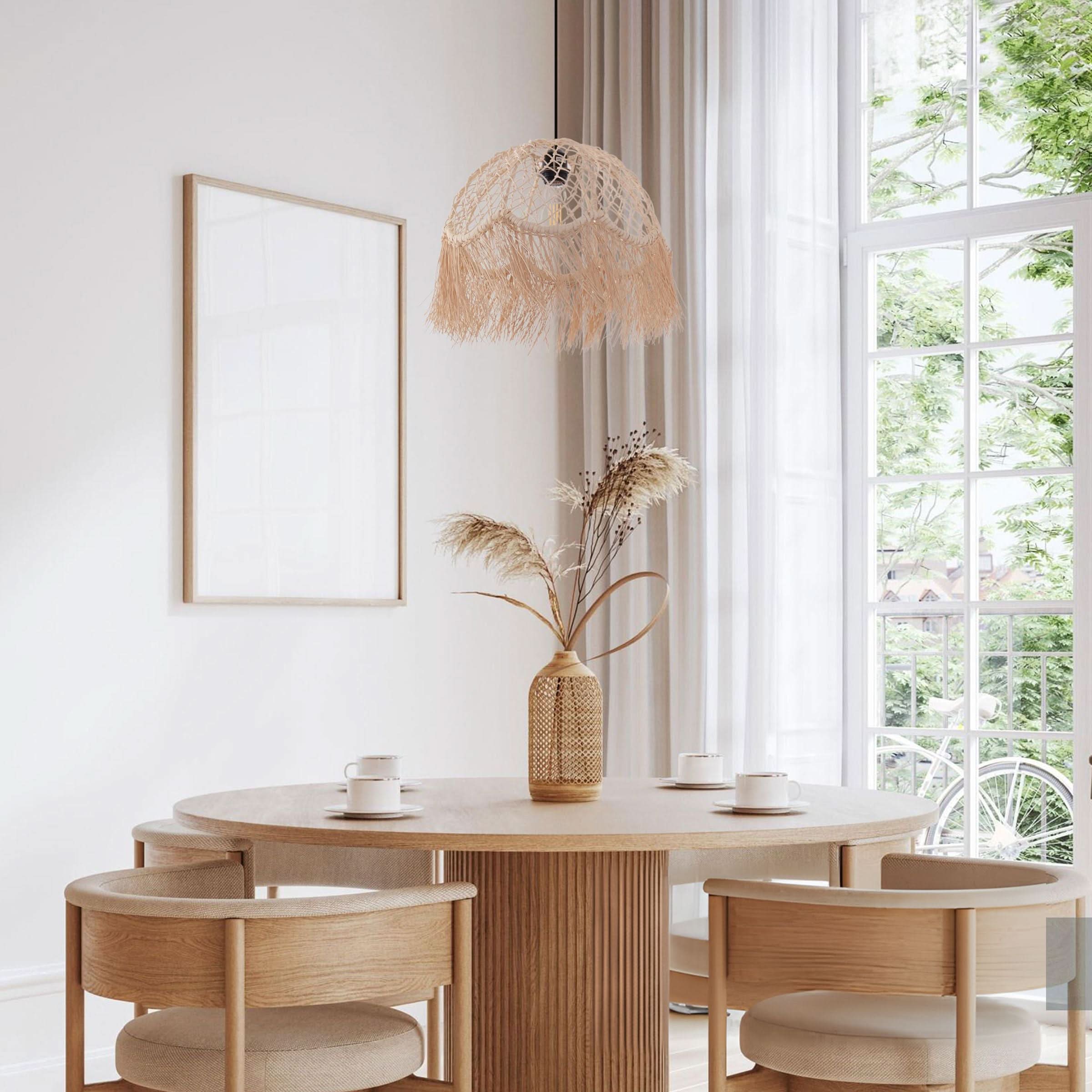 Lightsin Bohemian Woven Rattan Dome Pendant Light for Cozy Interiors