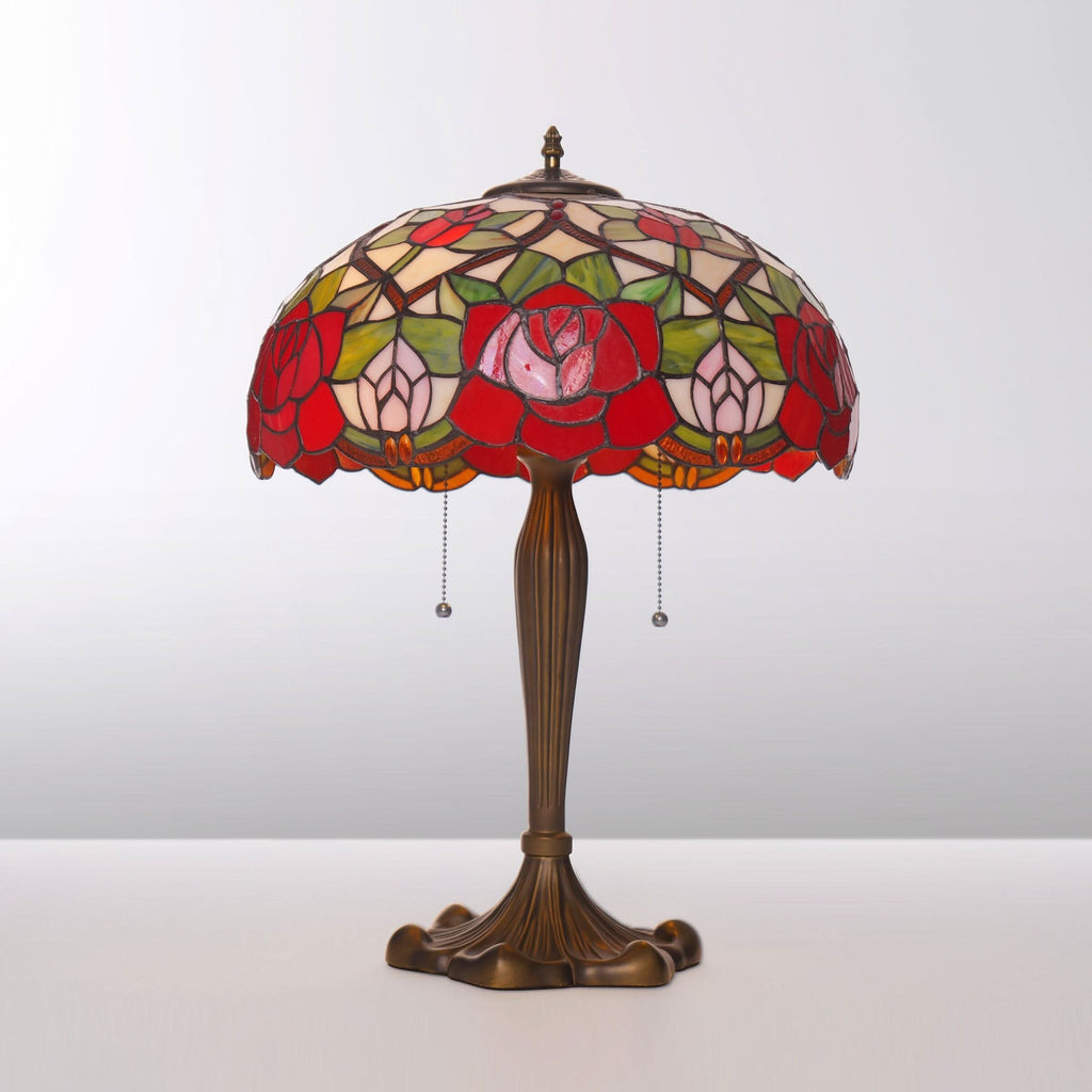 Lightsin Tiffany Table Lamp | Handcrafted Stained Glass Rose Series