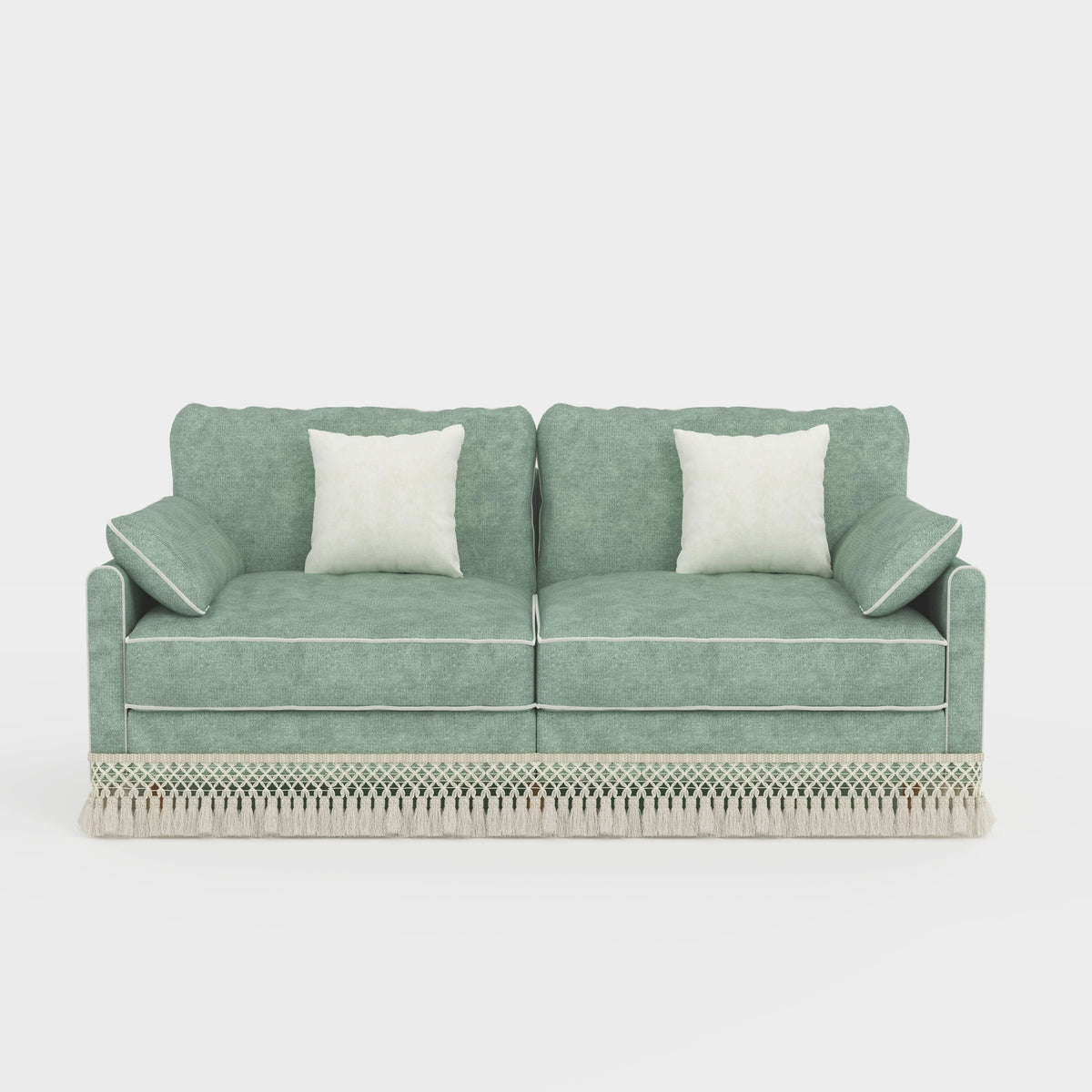 Cotton Linen Detachable Modular Sofa with Fringed Trim