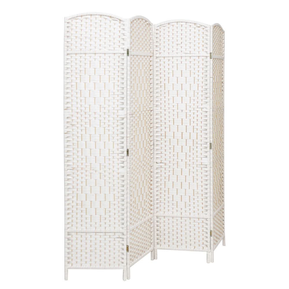 4/6 White Wooden Panels Folding Room Divider Partition Slat Privacy Screen