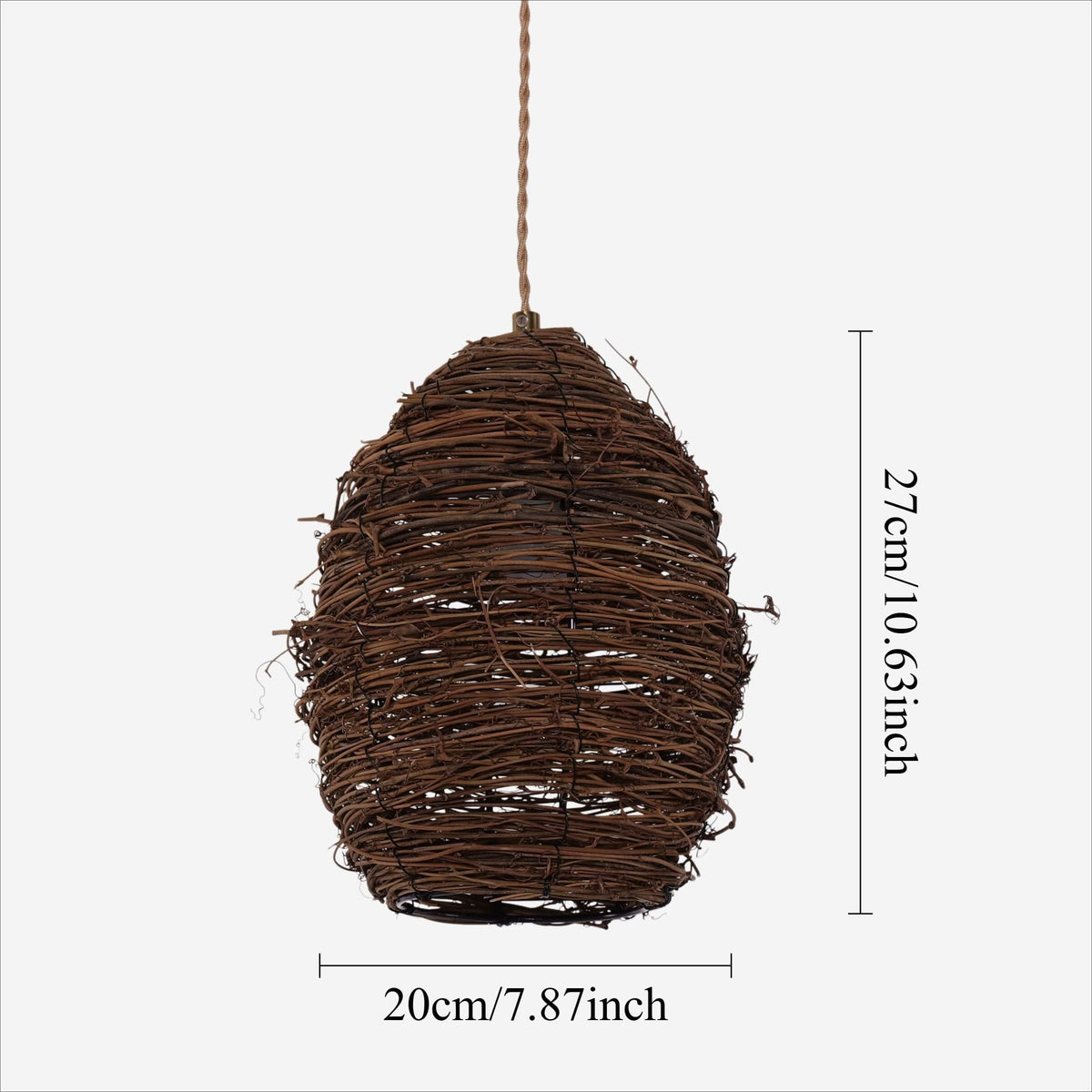 Lightsin Handcrafted Rustic Woven Rattan and Iron Pendant Light