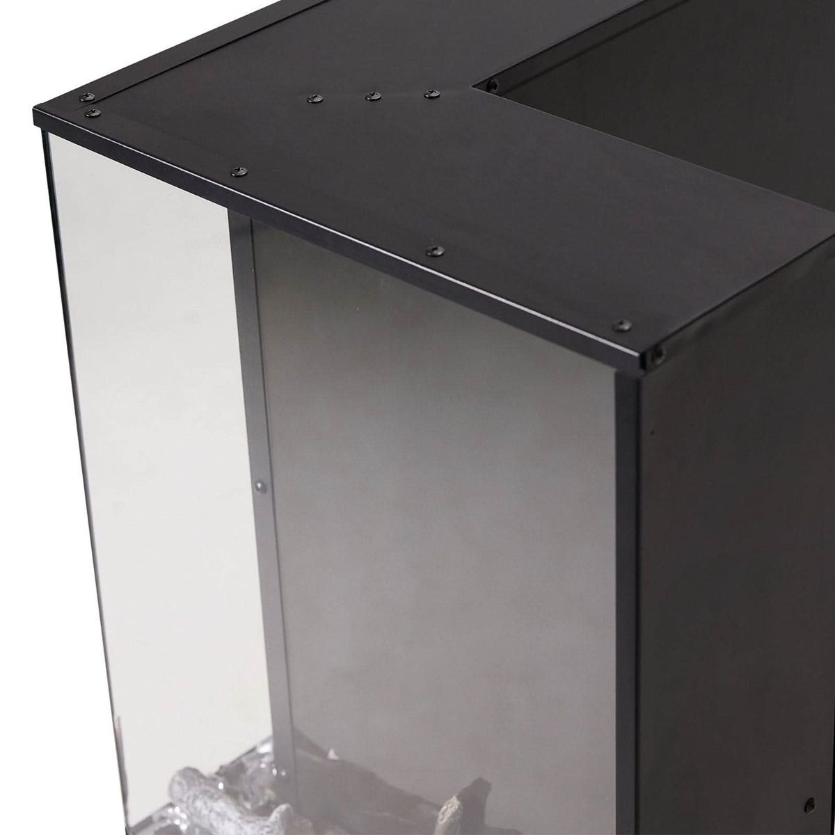 46/60inch L-Shaped Electric Fireplace – WiFi Control, LED Display, Resin Logs & Crystal Stones with Heating