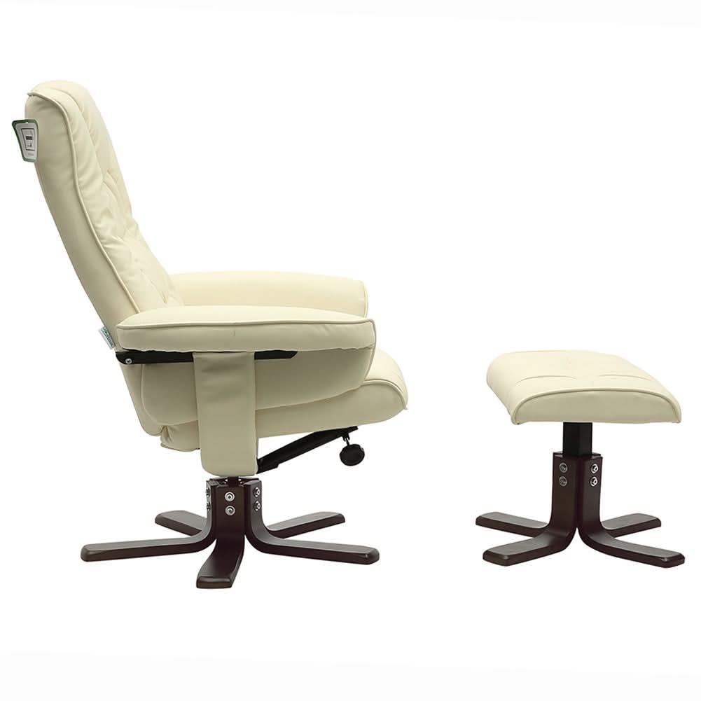 3ft Swivel Recliner Chair Armchair PU Leather with Footstool