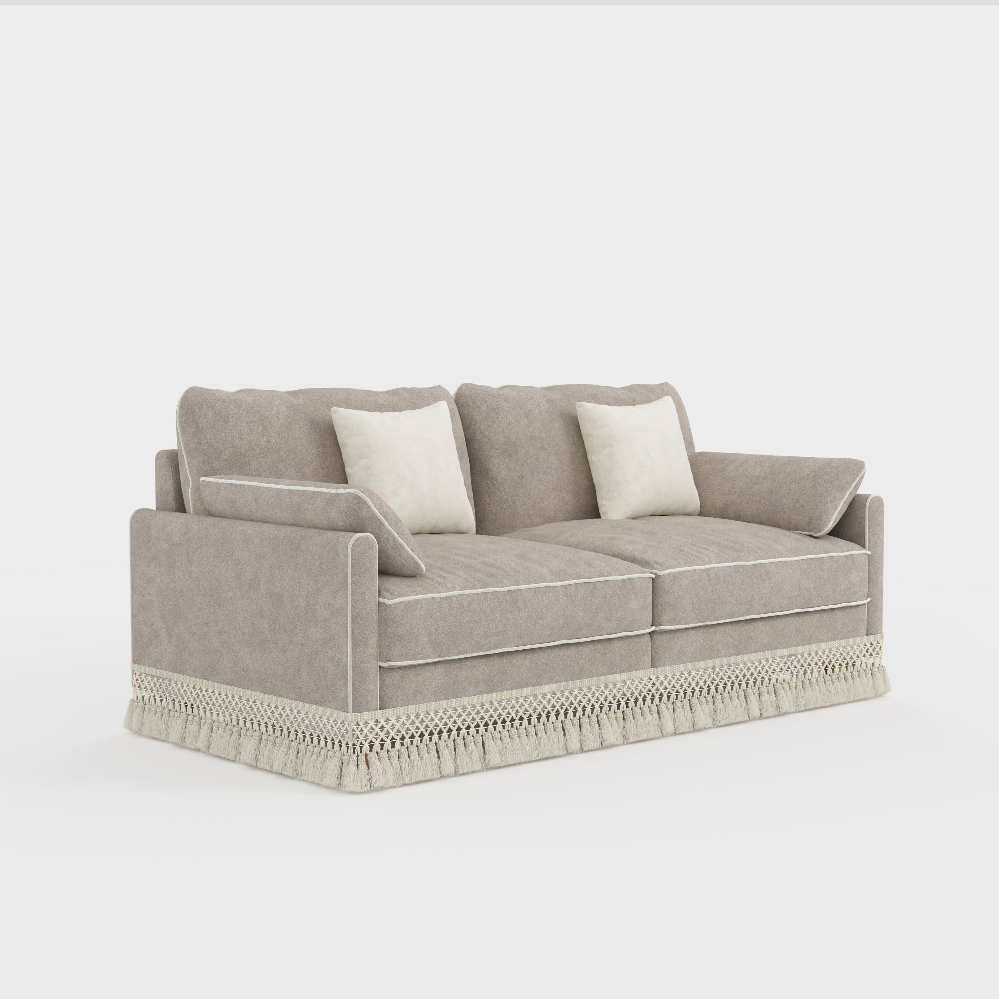 Cotton Linen Detachable Modular Sofa with Fringed Trim