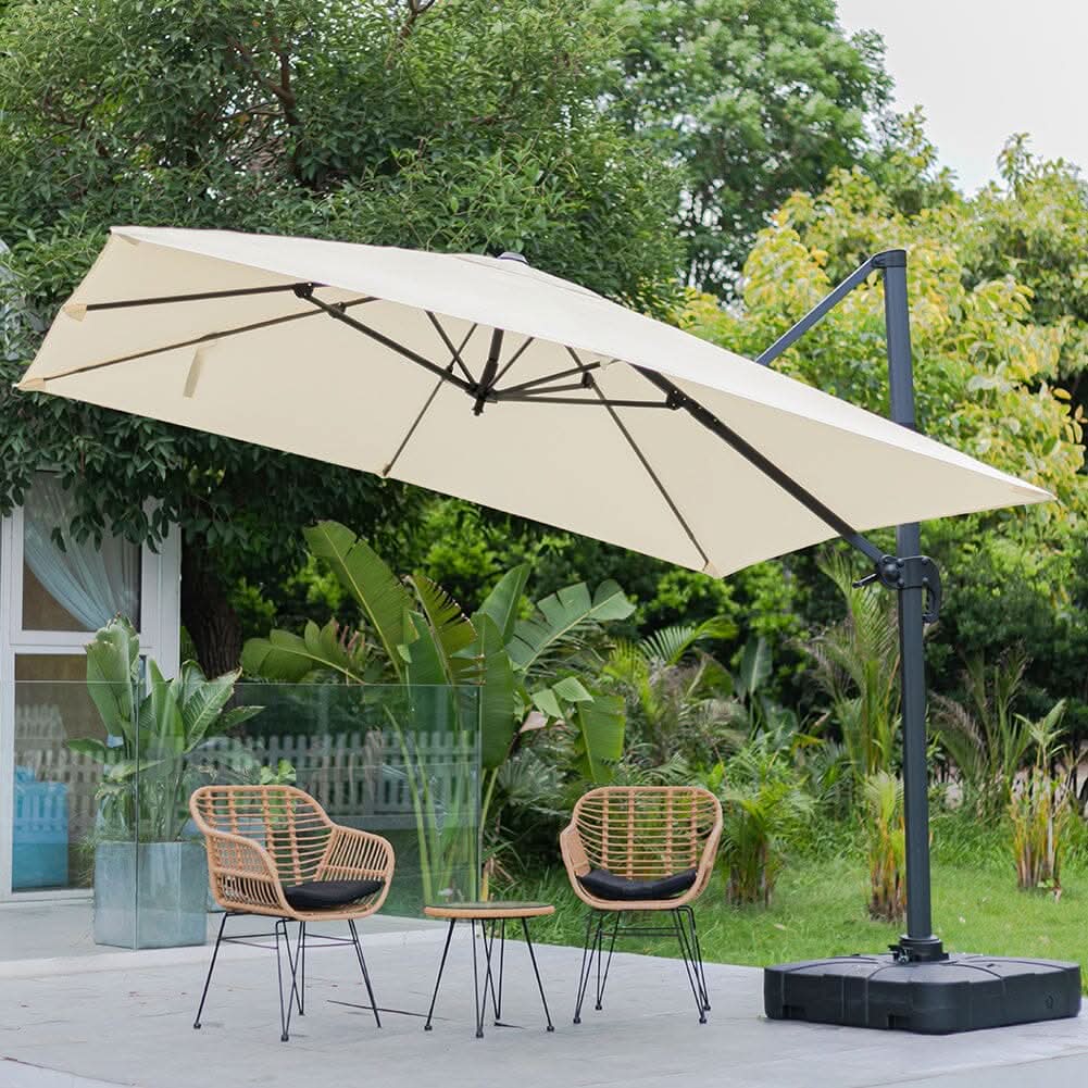 3 x 3 m Square Cantilever Parasol Outdoor Hanging Umbrella for Garden and Patio