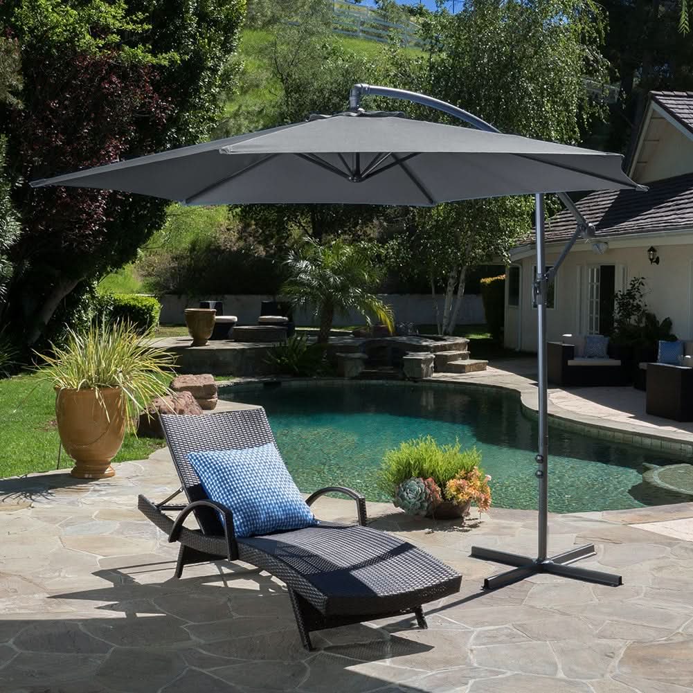 3M Sun Parasol Hanging Banana Umbrella Dark Grey
