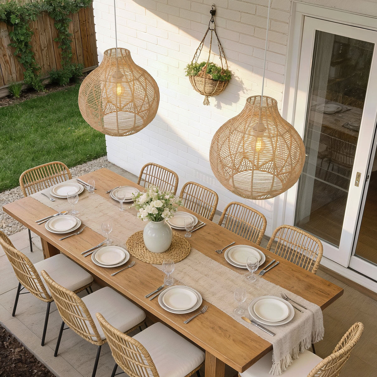 Lightsin Cella-Open-Gourd Japanese Rattan Pendant Light