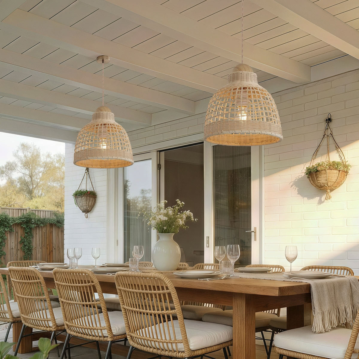 Lightsin Cella-Elegant Vintage Woven Rattan Minimalist Pendant Light
