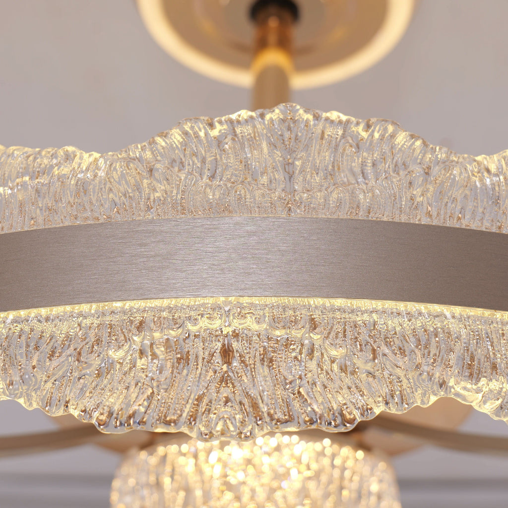Lightsin Luxury Gold Frame LED Ceiling Fan Light with Retractable Blades