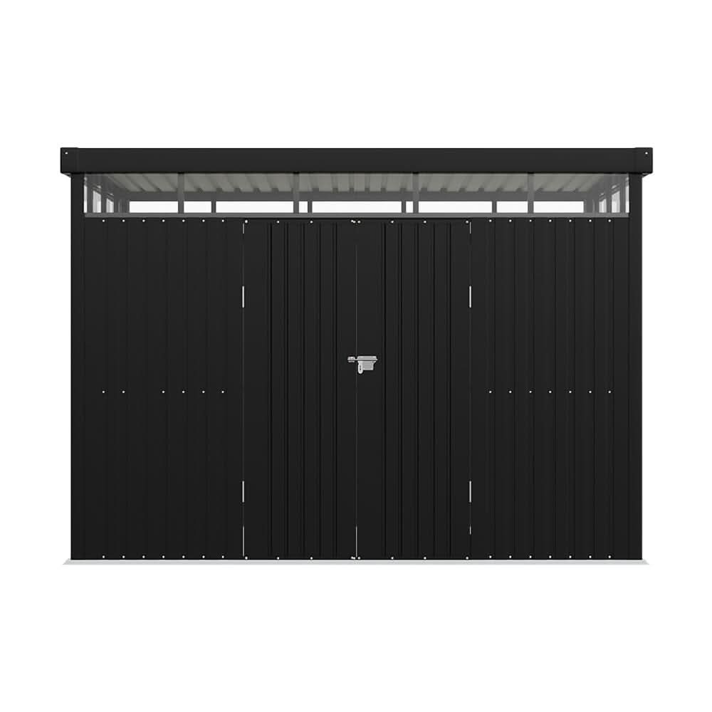 2x2.6x2m/1.6x2.6x2m/2.6x3x2m/4x3x2m Charcoal Black Galvanized Steel Storage Shed with Double/Single Lockable Doors