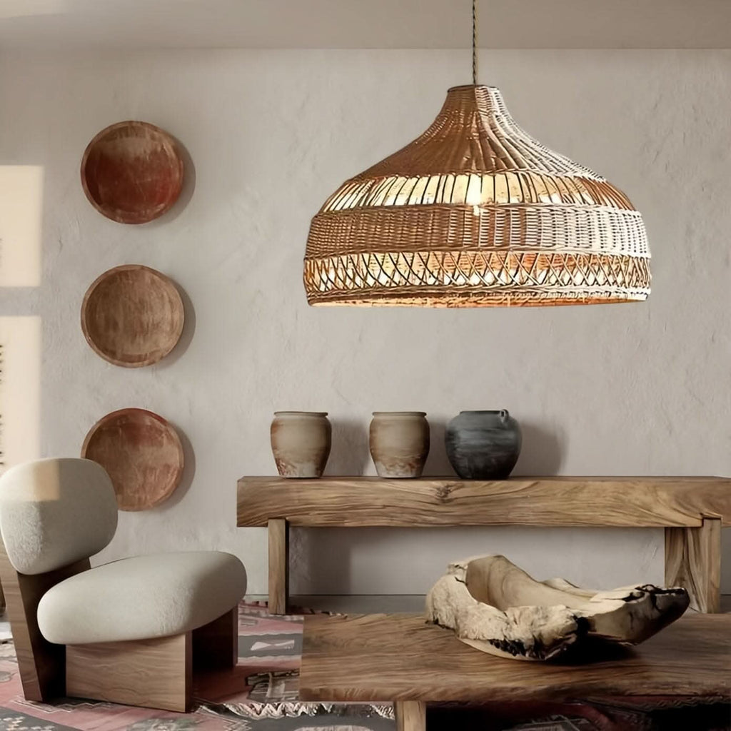 Lightsin Cella-Natural Rattan Pendant Light - Handwoven Ceiling Light, Durable & Rustic