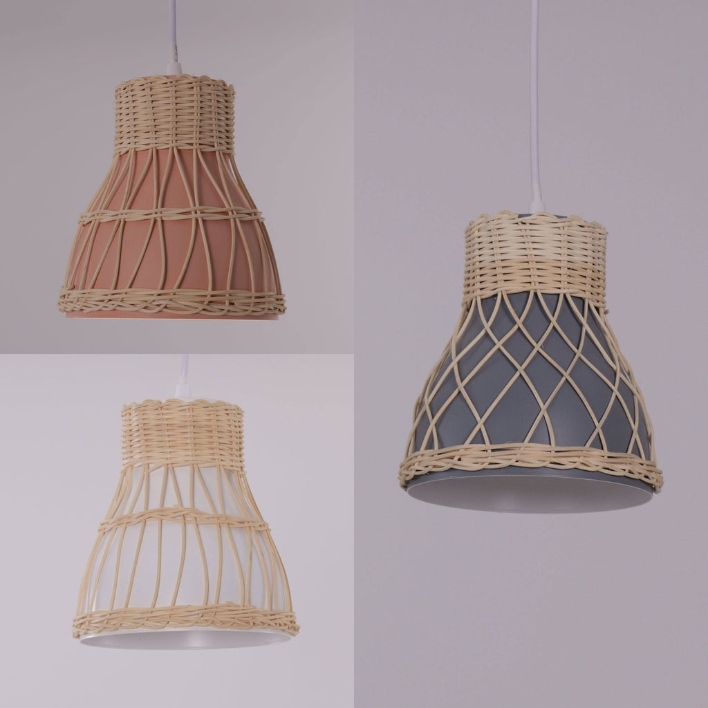 Lightsin Modern Rattan Pendant Light Available in Grey, Pink, and White