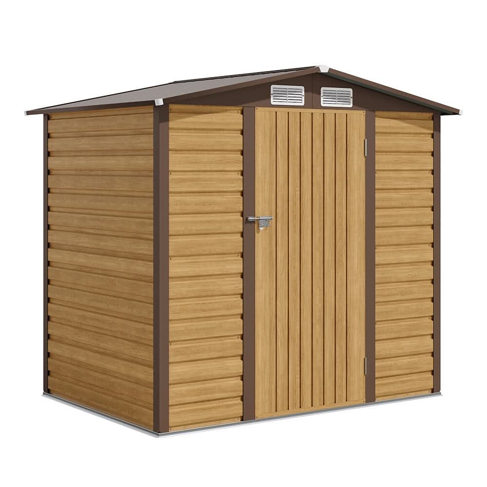 6×4ft Galvanized Steel Outdoor Tawny Garden Storage Shed