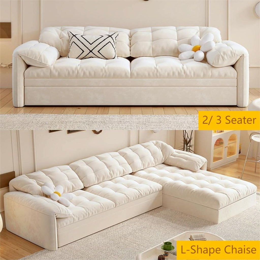 Cottonfy Cloud Elephant Ears Folding Corner Sofa Bed with Storage