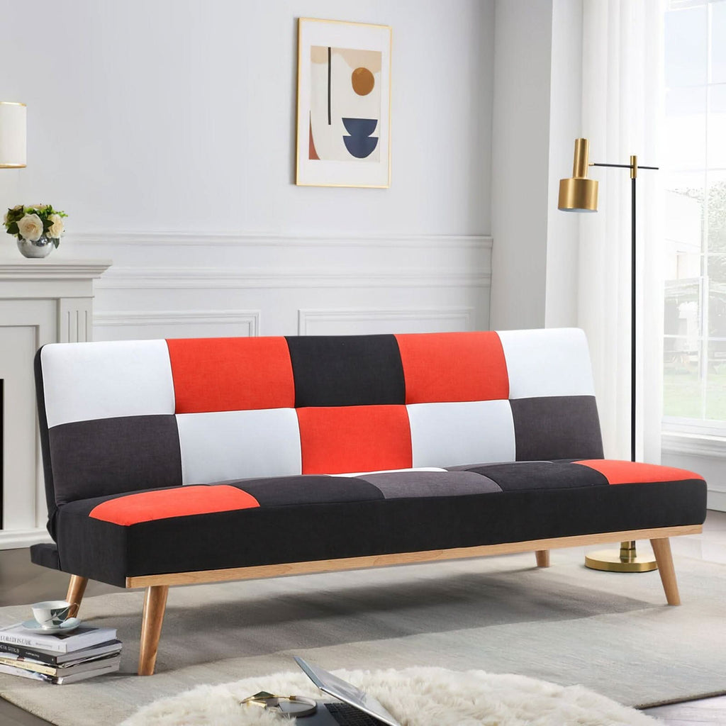 3-Seater Multicolour Checkered Sofa Bed