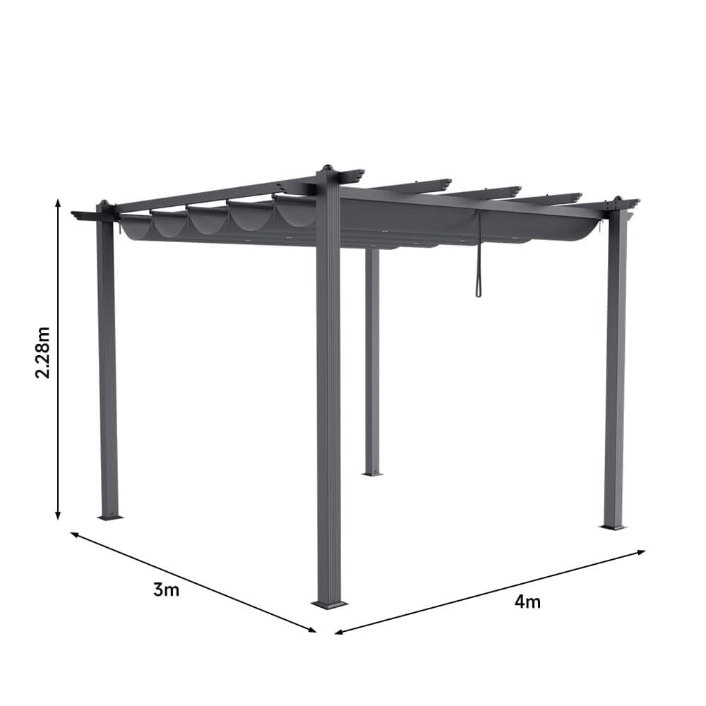 9ft Aluminum Patio Pergola with Sun-Shade Canopy