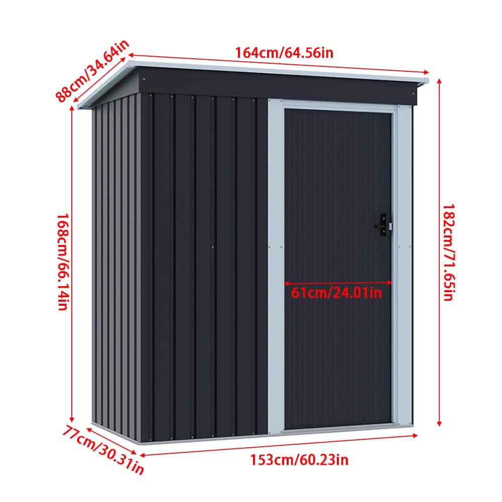 5 x 3 ft Metal Outdoor Storage Shed with Lockable Door for Garden (Ver. 2)
