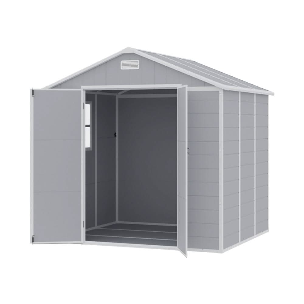 8x6ft / 8x8ft Plastic Outdoor Apex Roof Tool Shed with Dual-door (Ver.2)