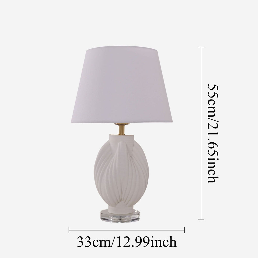 Lightsin 3D Pure White Pod Threaded Ceramic Table Lamp with Fabric Shade