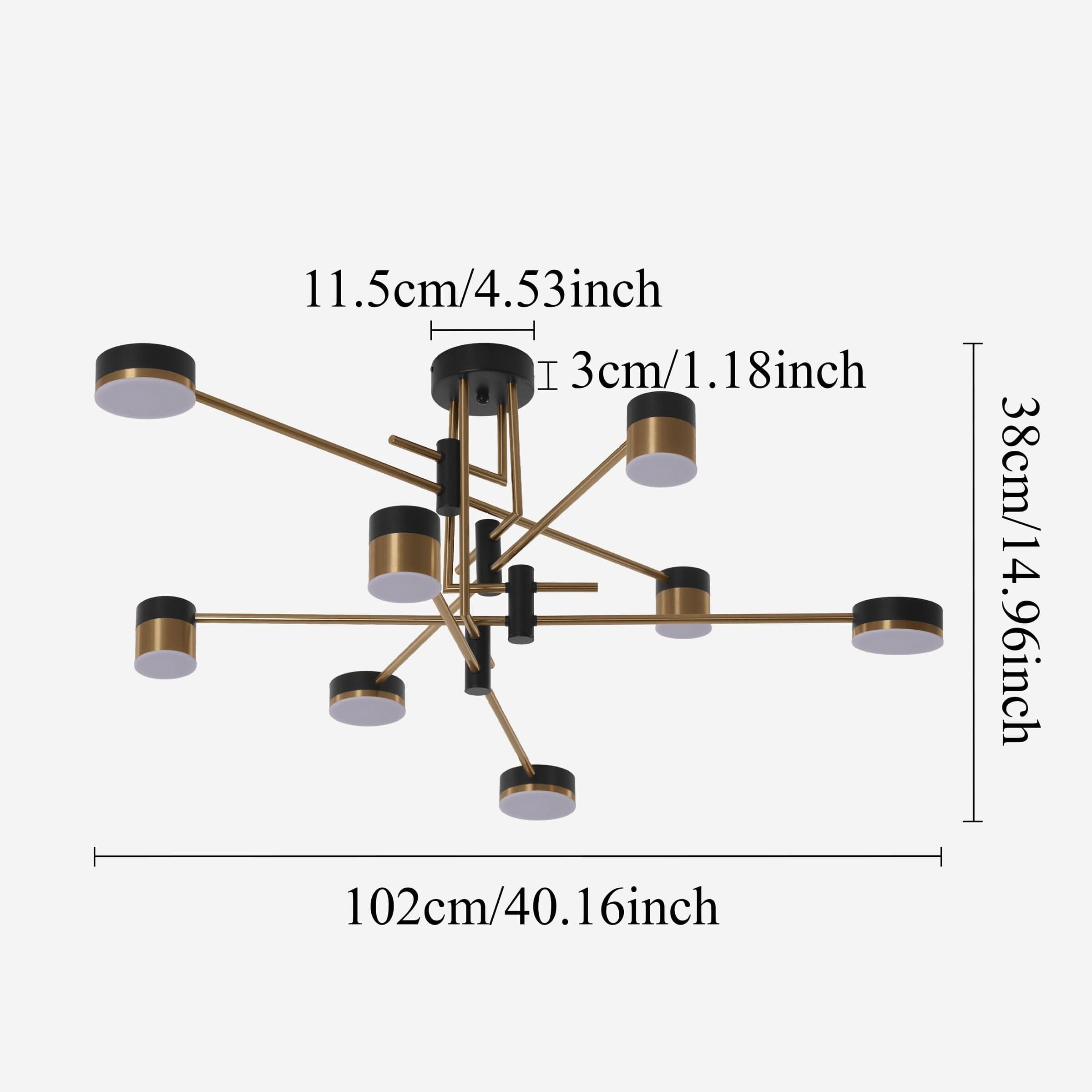 Lightsin Modern Black & Gold Metal Ceiling Light with LED Bulbs