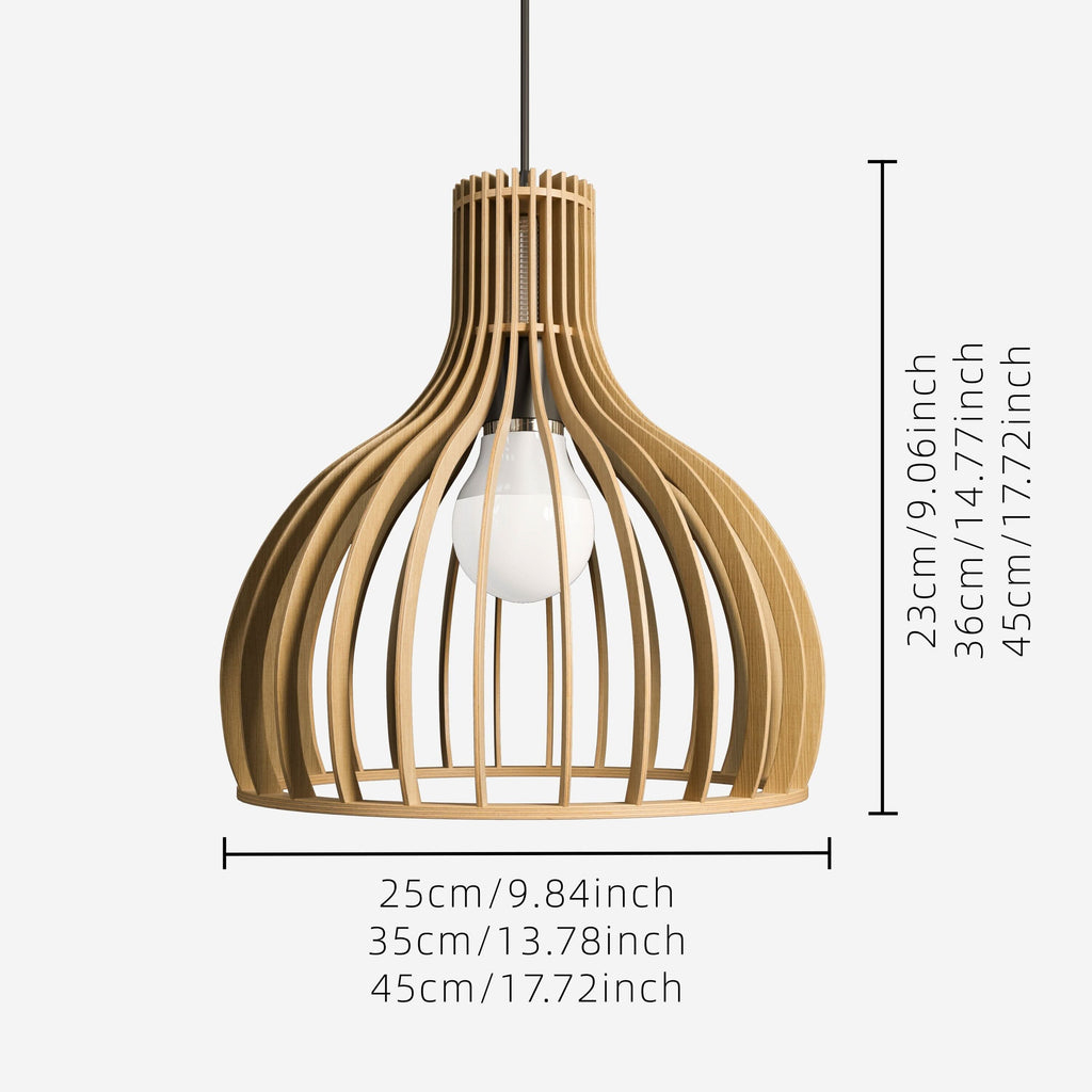 Lightsin Shadome-Nordic Wooden Cage Hanging Pendant Light