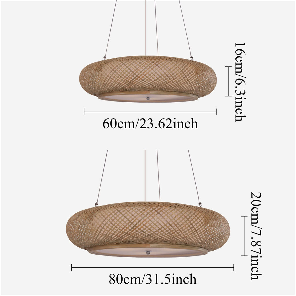 Lightsin Lutta-Handwoven Bamboo Pendant Light for Kitchen Island or Living Room