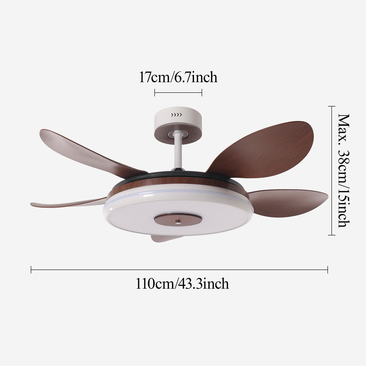 Lightsin 48 Inch Ceiling Fan with Bright LED and Timer Remote