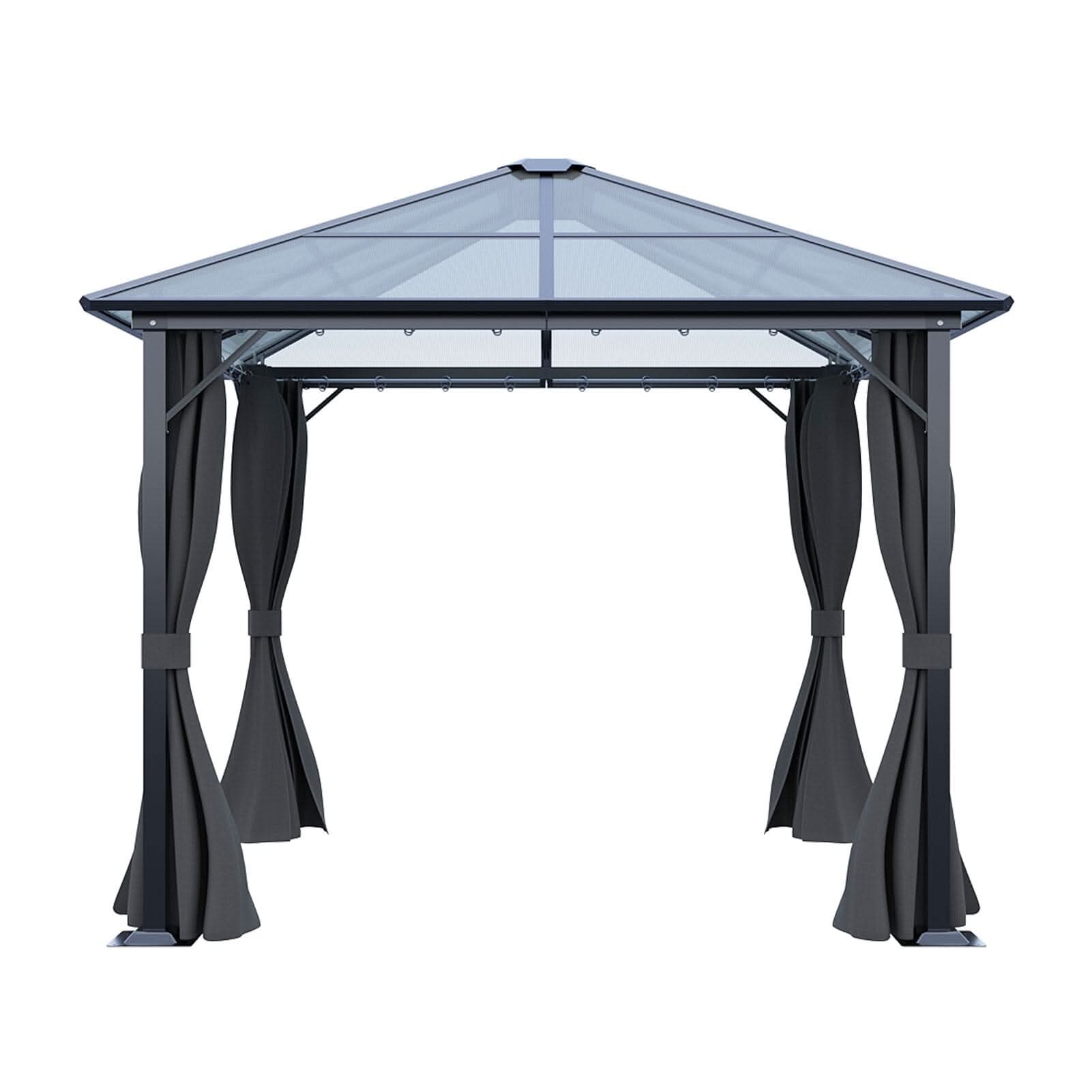 3*3*2.6m Dark Grey Single-roof Sunshade Canopy with Surrounding Fabric
