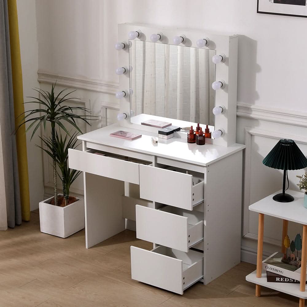 43cm D Hollywood Dressing Table with Large Lighted Mirror