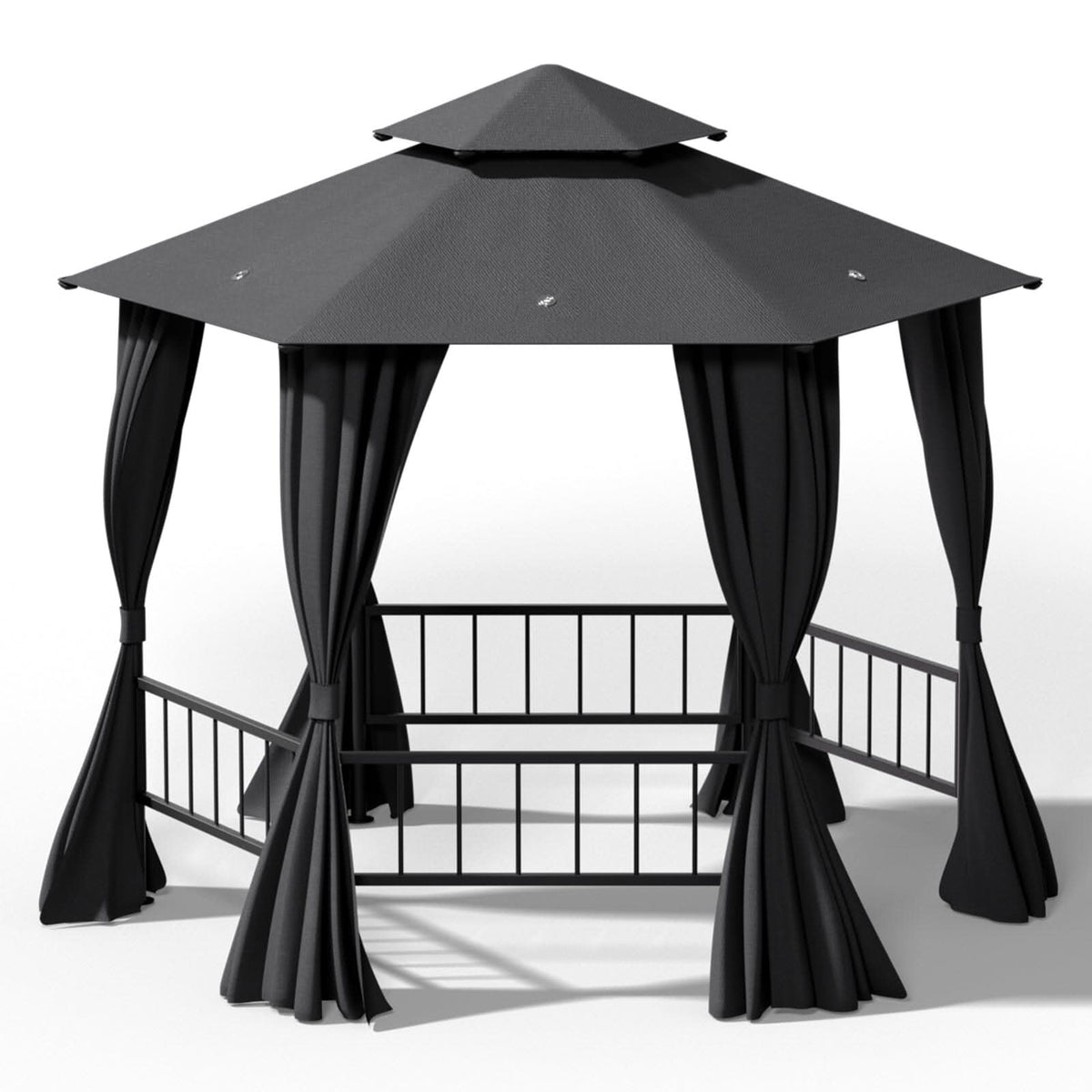 1.6x1.6x1.6m Dark Grey Hexagonal Shade Canopy with Fence