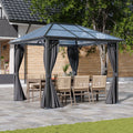 3*3*2.6m Dark Grey Single-roof Sunshade Canopy with Surrounding Fabric