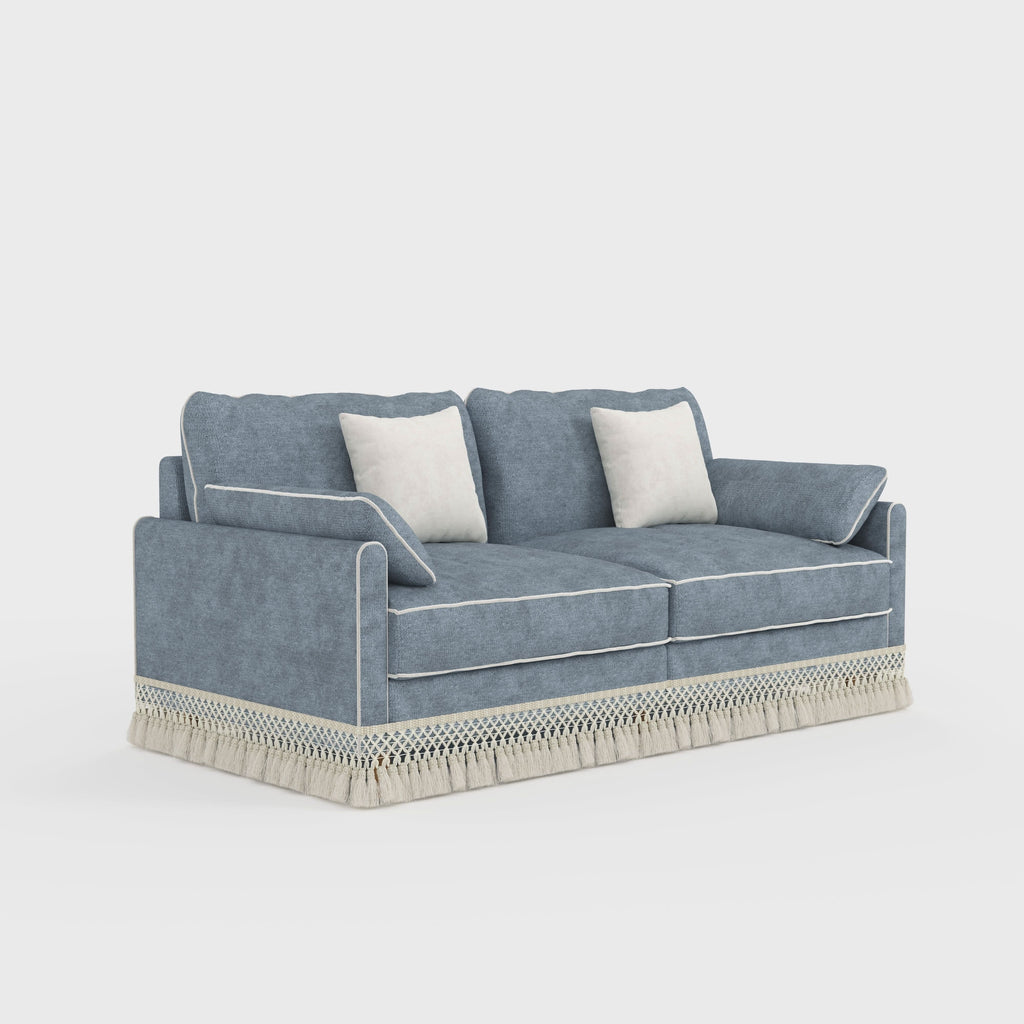 Cotton Linen Detachable Modular Sofa with Fringed Trim