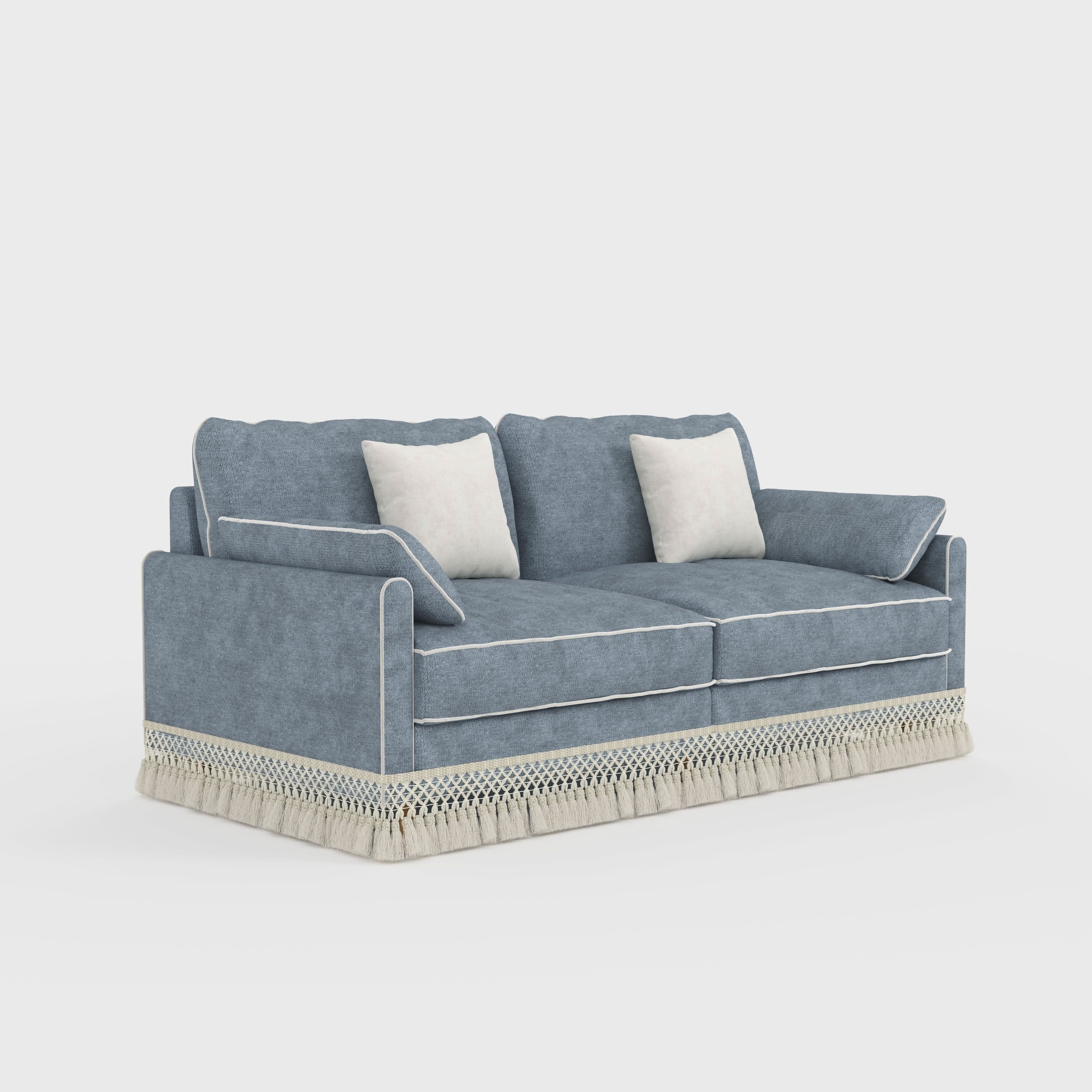 Cotton Linen Detachable Modular Sofa with Fringed Trim