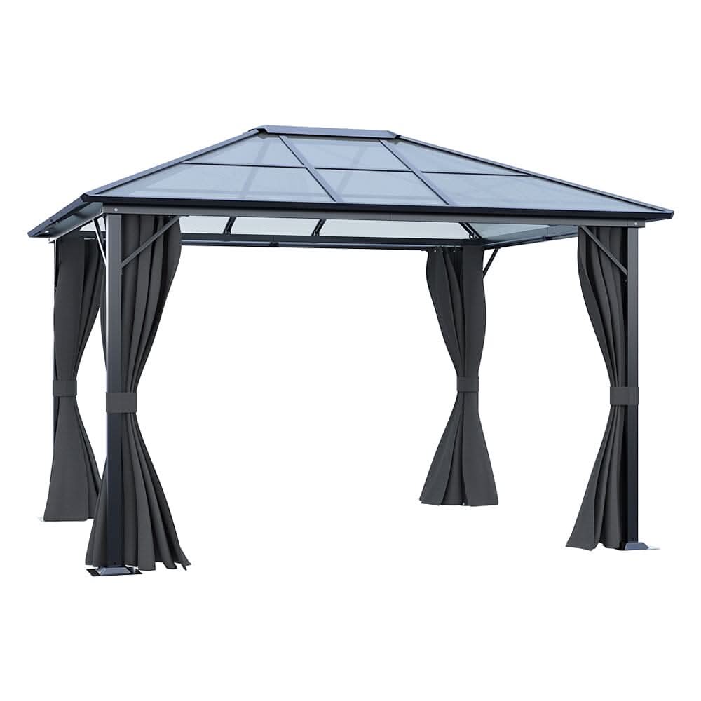 3*3.65*2.6m Dark Grey Single-roof Sunshade Canopy with Surrounding Fabric