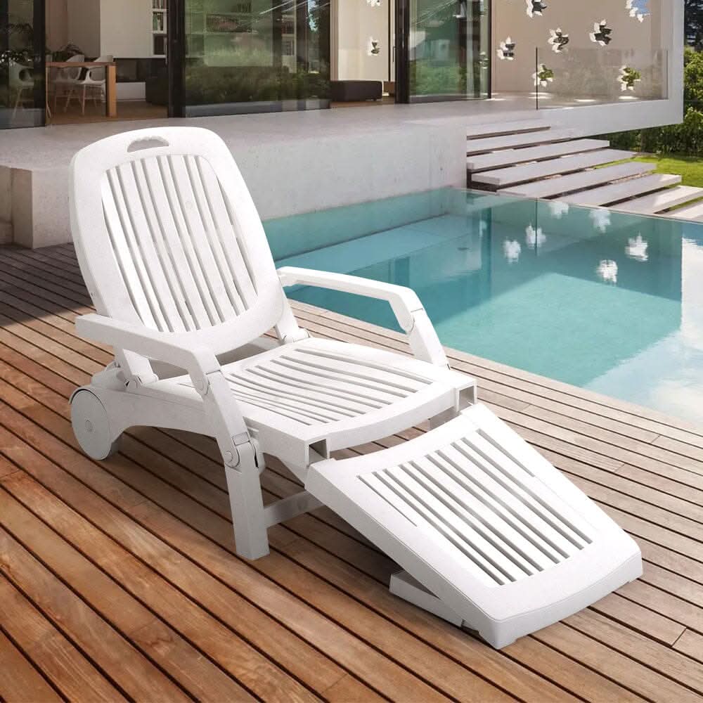 73.5cm W Outdoor Folding Lounge Chair Recliner with Wheels