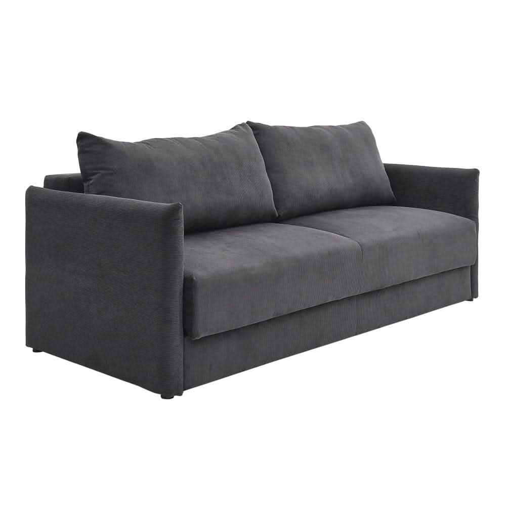 Grey 3-Seater Sleeper Sofa Bed polyester/corduroy