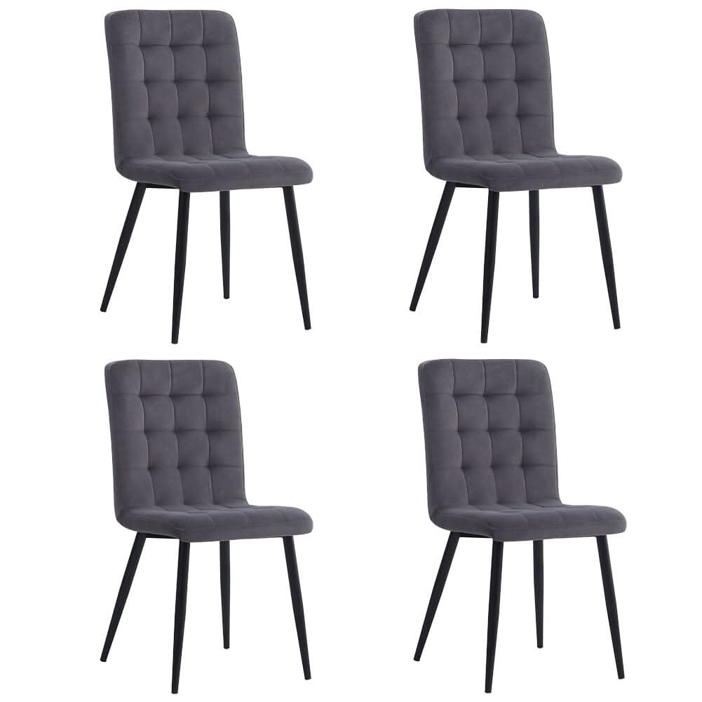 44 cm Height Set of 4 Tufted Modern Armless Dining Chairs with Metal Legs