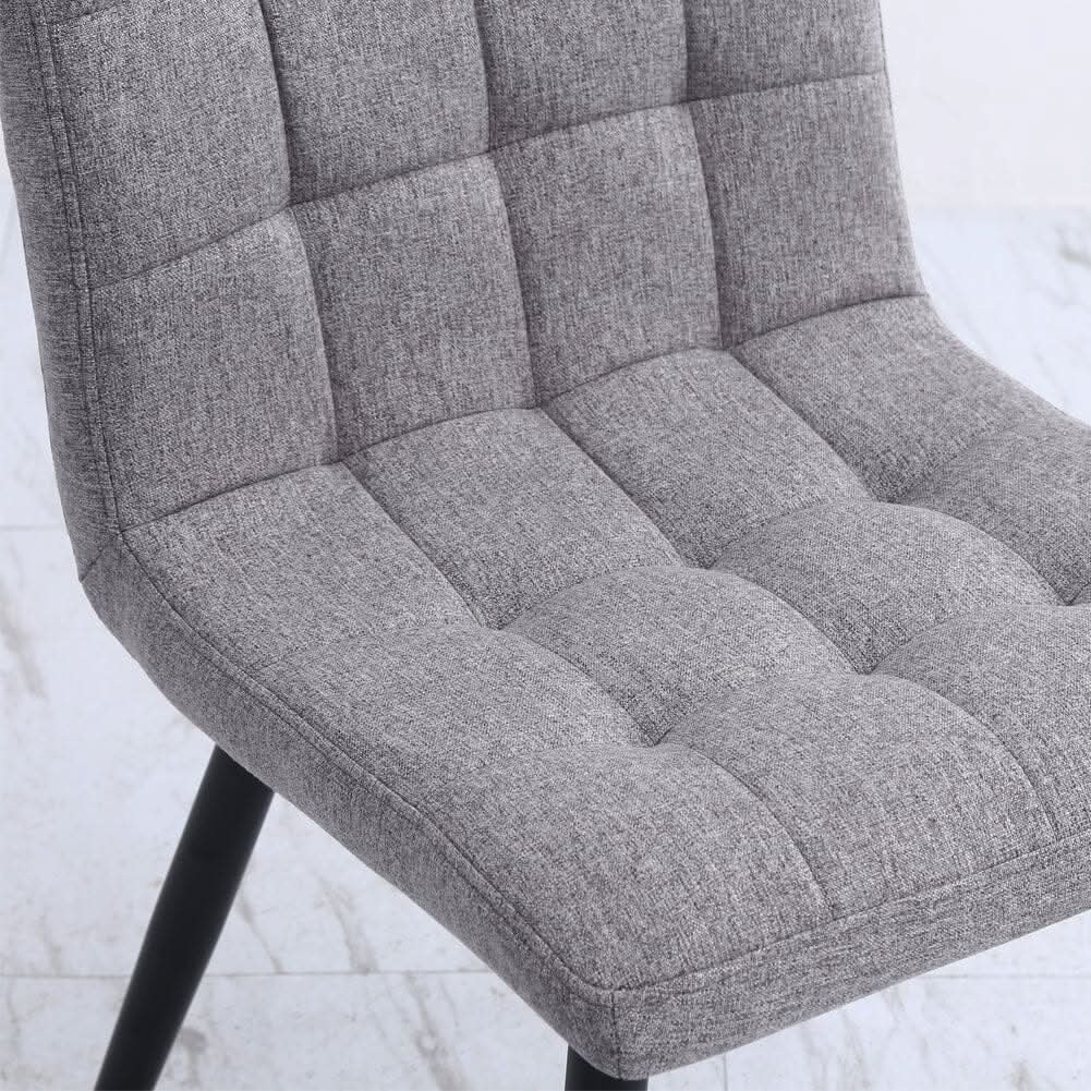 44 cm Height Set of 4 Tufted Modern Armless Dining Chairs with Metal Legs
