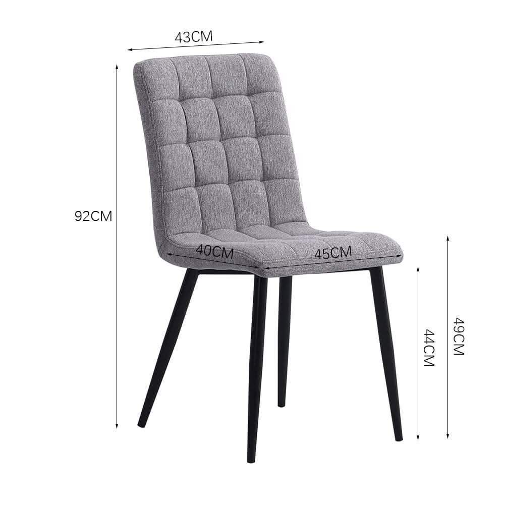 44 cm Height Set of 4 Tufted Modern Armless Dining Chairs with Metal Legs