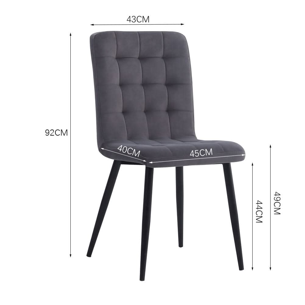 44 cm Height Set of 4 Tufted Modern Armless Dining Chairs with Metal Legs