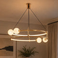 Lightsin Elegant Gold Double-Ring Halo Chandelier with Tri-Color LED Lighting
