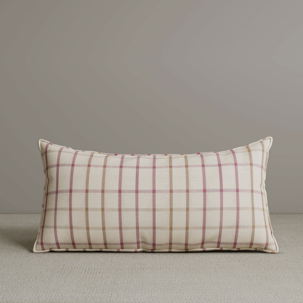 Exclusive Waist Cushion in Pink Checkered Cotton Linen, 56*27*12 CM