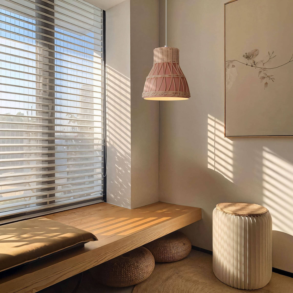 ‍Lightsin Modern Rattan Pendant Light Available in Grey, Pink, and White (100% off)