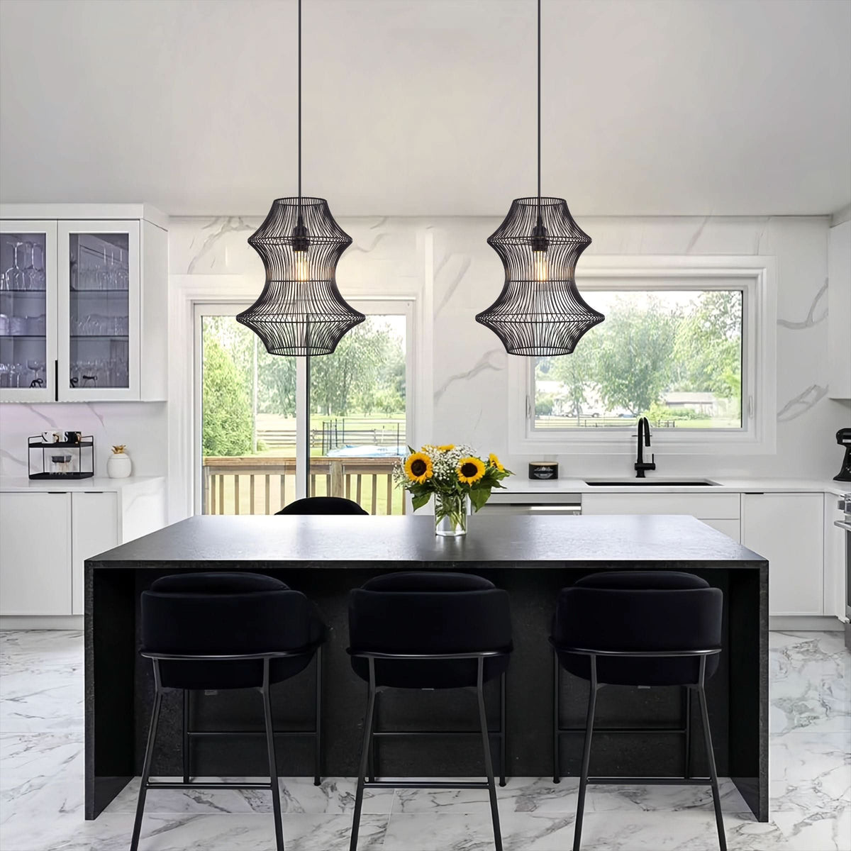 Glyph-Lightsin Industrial Black Iron Pendant Light with Hourglass Shape